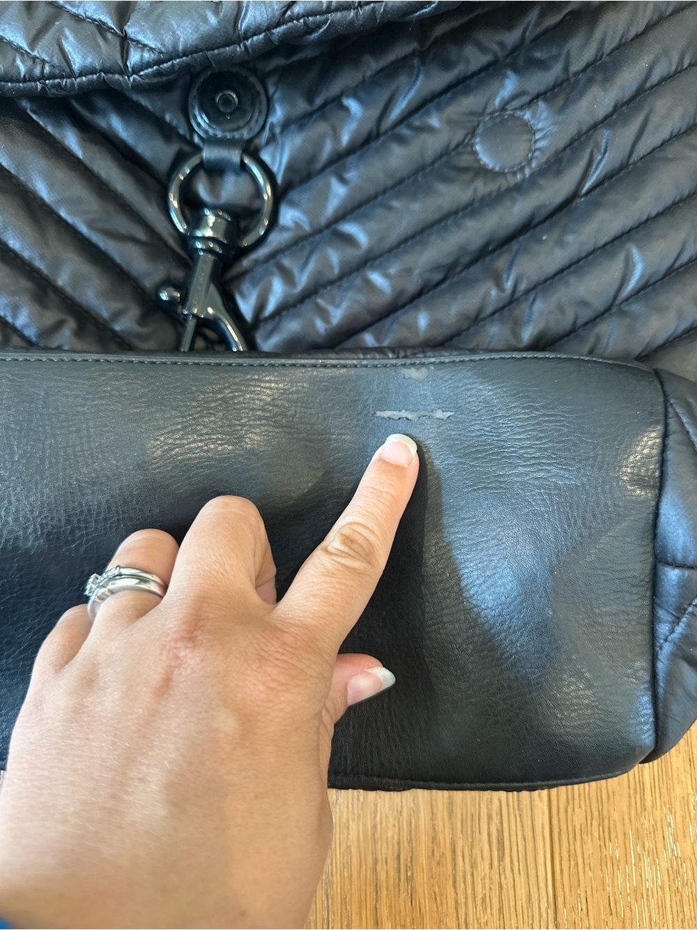 Rebecca Minkoff Black Quilted Nylon Convertible Backpack - Picture 5 of 6